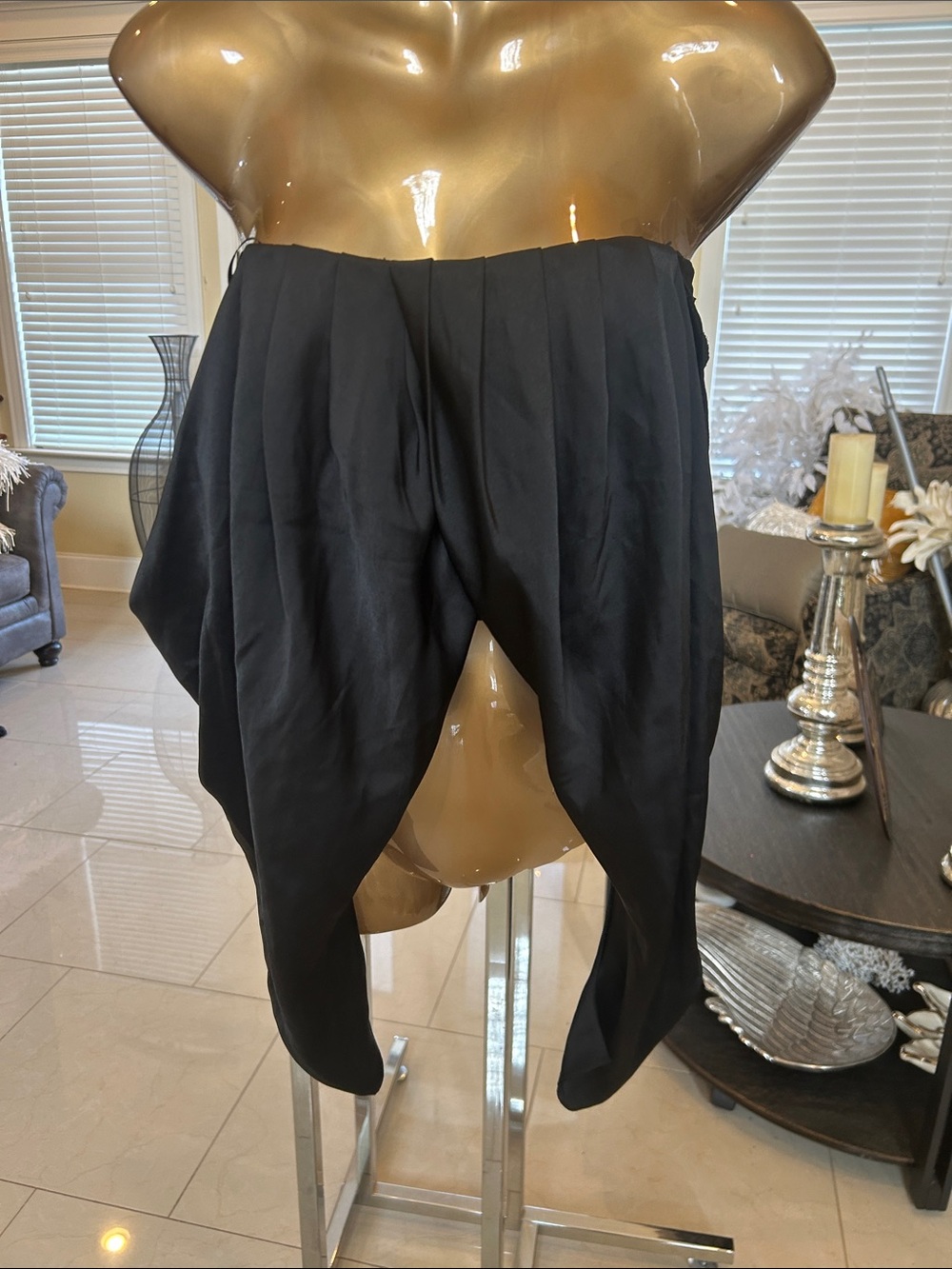 DO+BE Black Strapless Draped Crop Top